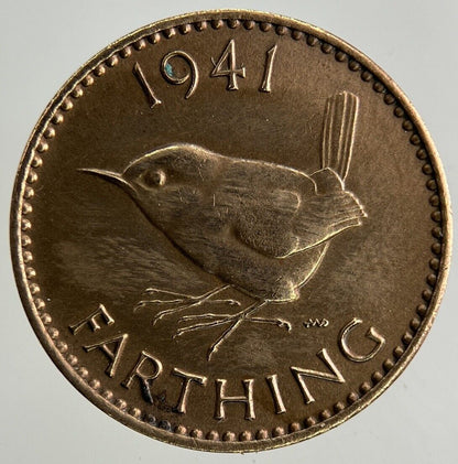 1941 George VI Wren Farthing Coin | Very High Grade
