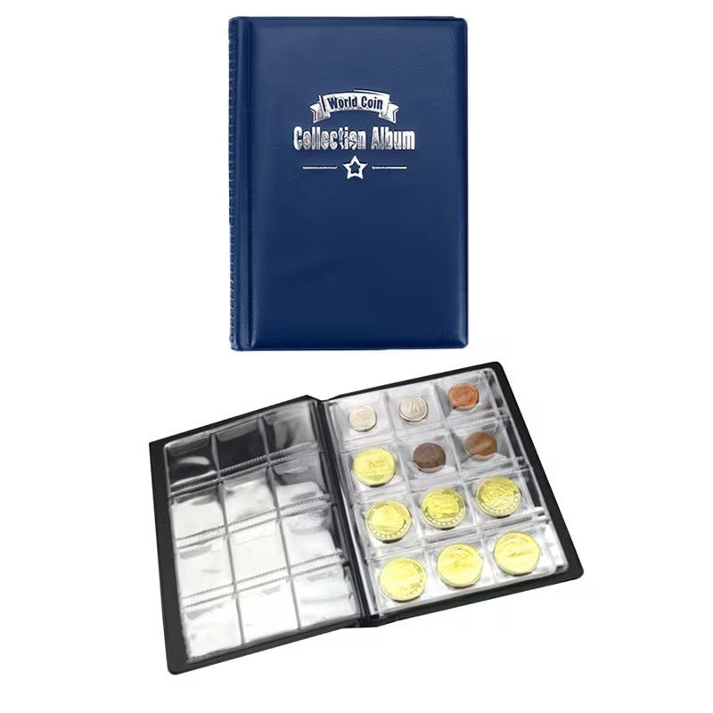 Blue World Coins Small Coin Collection Book Holder Album - 120 Slots 2.9x2.9cm