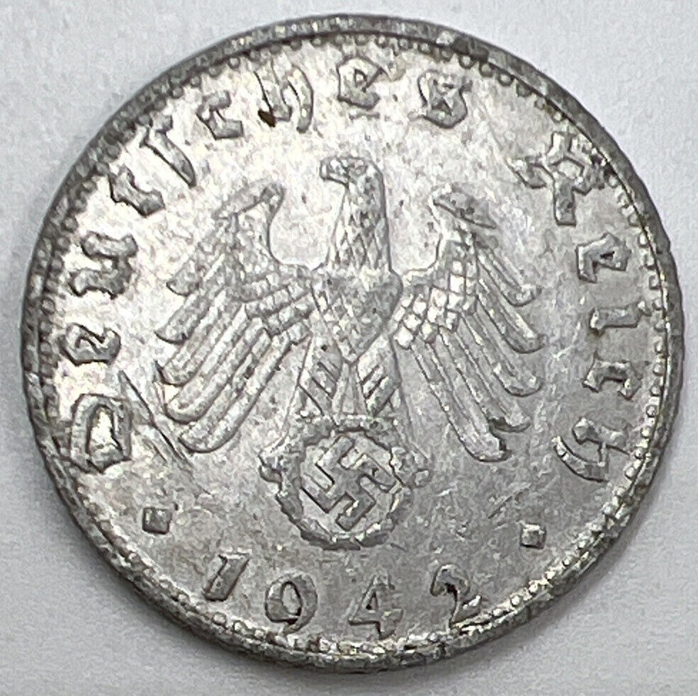 1942 - B Germany Nazi 50 Pfennig Coin | Collectable Grade