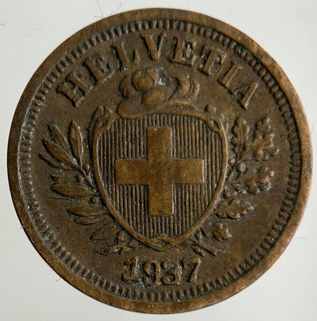 1937 Switzerland Swiss 1 Rappen Coin | Fine Collectable Grade