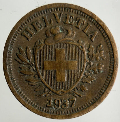1937 Switzerland Swiss 1 Rappen Coin | Fine Collectable Grade
