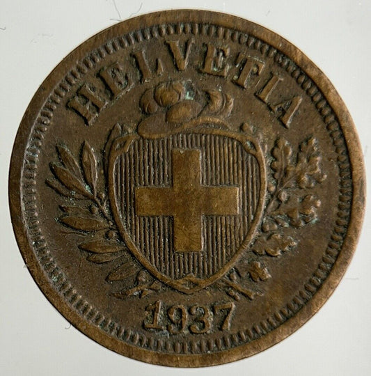 1937 Switzerland Swiss 1 Rappen Coin | Fine Collectable Grade