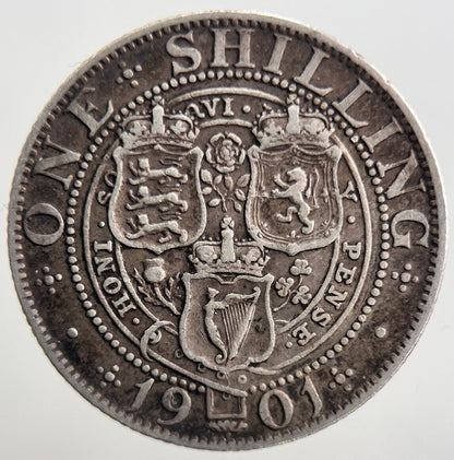 1901 Veiled Head Victoria Shilling Silver Coin | Fine Collectable Grade | a2659