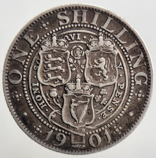 1901 Veiled Head Victoria Shilling Silver Coin | Fine Collectable Grade | a2659