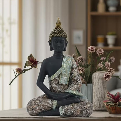 Meditating Sitting Buddha Buddhism Resin Statue Home Sculpture Gift UK