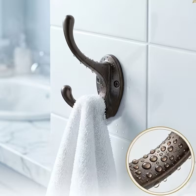x3 Black Metal Clothing Coat Door Hook Wall Mounted Hanging Holder