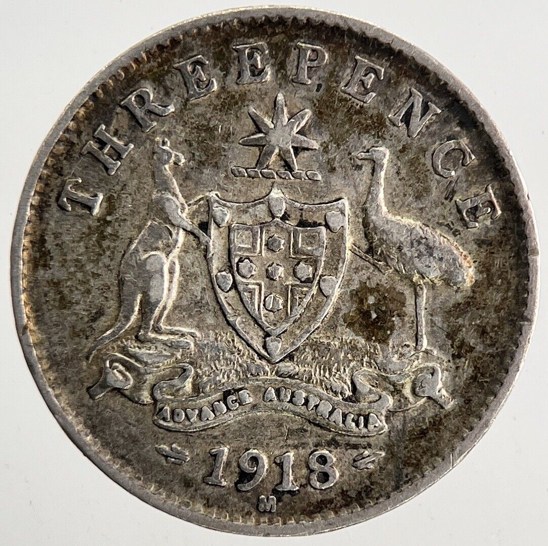 1918-M Australia Threepence Silver Coin | Very High Grade | a9570