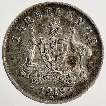 1918-M Australia Threepence Silver Coin | Very High Grade | a9570