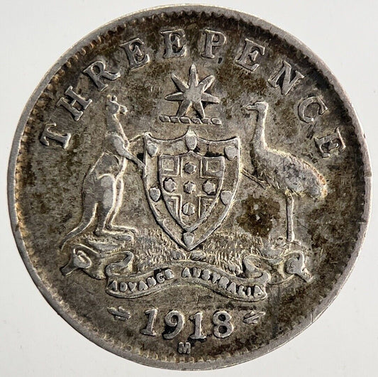 1918-M Australia Threepence Silver Coin | Very High Grade | a9570