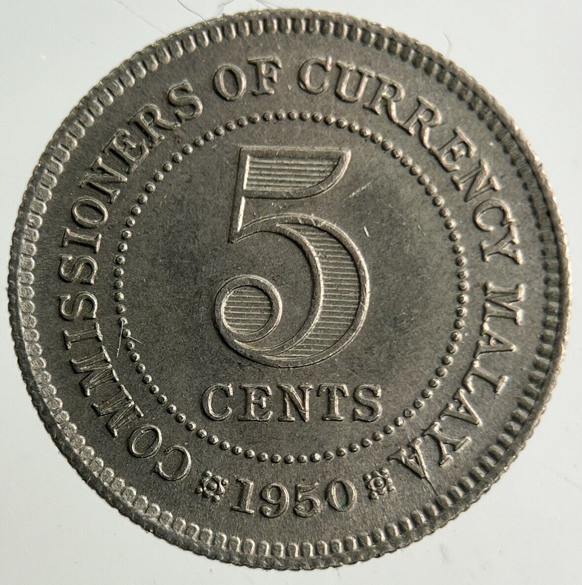 1950 Malaya 5 Cents Coin | Fine Collectable Grade