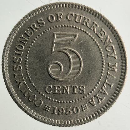 1950 Malaya 5 Cents Coin | Fine Collectable Grade