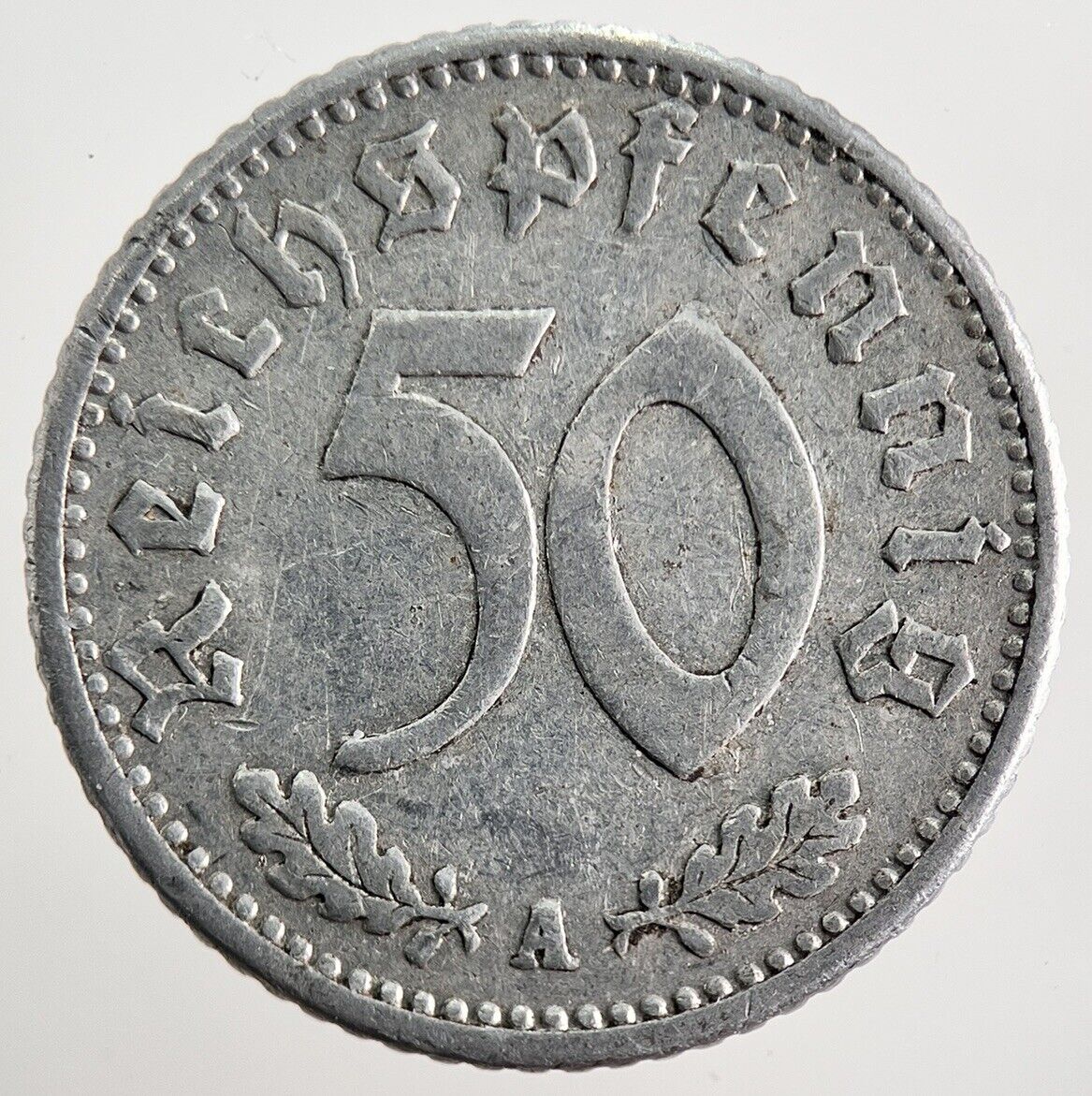 1942-A Germany Nazi 50 Pfennig Coin | Fine Collectable Grade | a1376