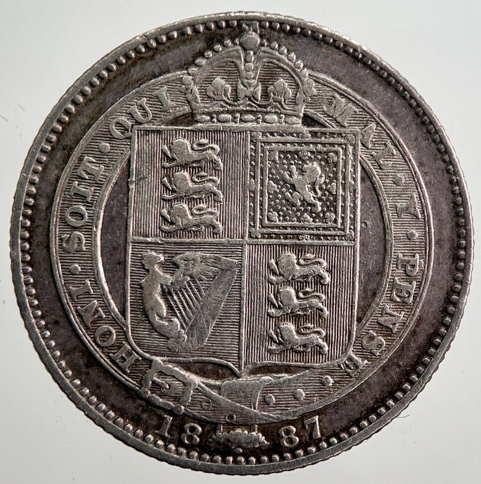 1887 Jubilee Head Victoria Shilling Silver Coin | Fine Collectable Grade | a1946