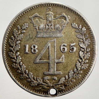 1865 Victoria Maundy Four-Pence Silver Coin | Fine Collectable Grade | a2381