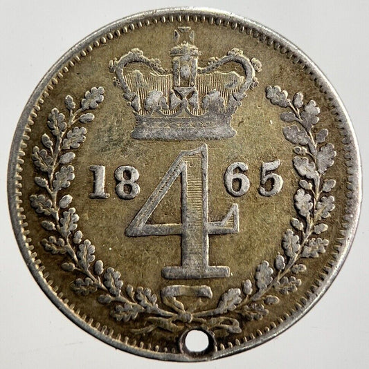 1865 Victoria Maundy Four-Pence Silver Coin | Fine Collectable Grade | a2381