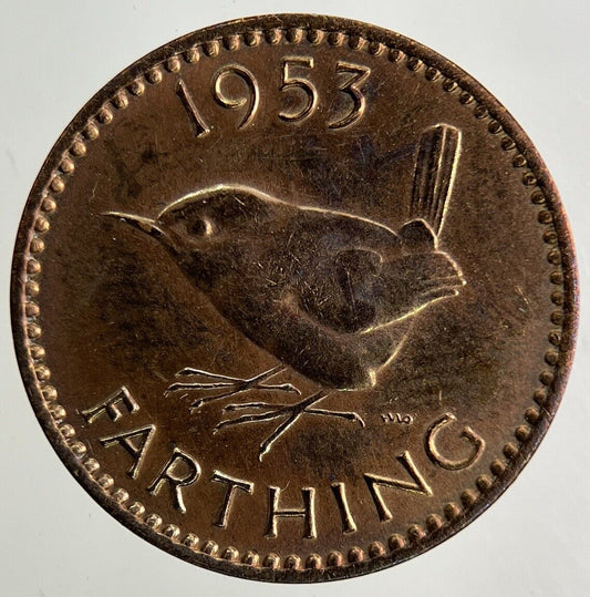 1953 Elizabeth II 2nd Wren Farthing Coin | Very High Grade