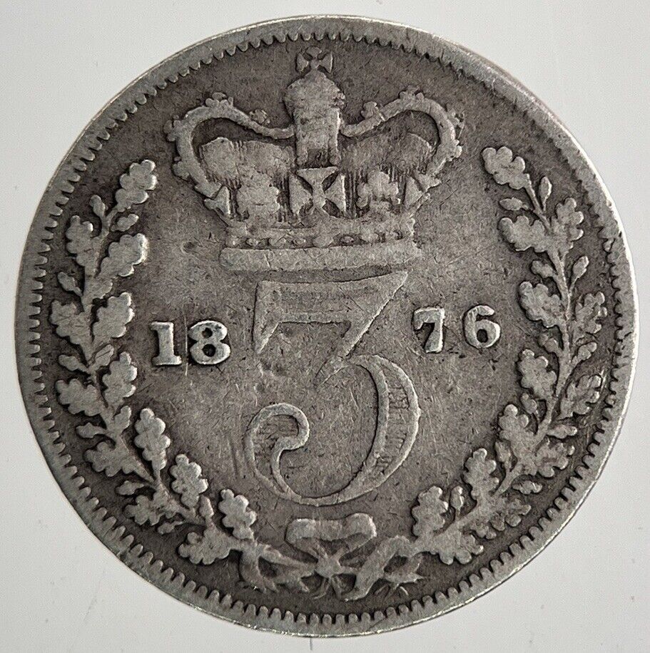 1876 Victoria Threepence Silver Coin | Fine Collectable Grade | a9609