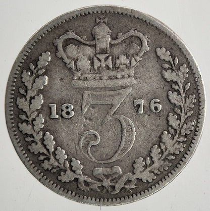 1876 Victoria Threepence Silver Coin | Fine Collectable Grade | a9609