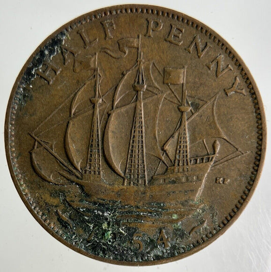 1954 Elizabeth II 2nd Half-Penny Coin | Fine Collectable Grade