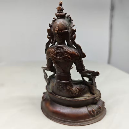 Vintage Heavy Tibetan Style Meditating Buddha Metal Statue Sculpture Gift UK