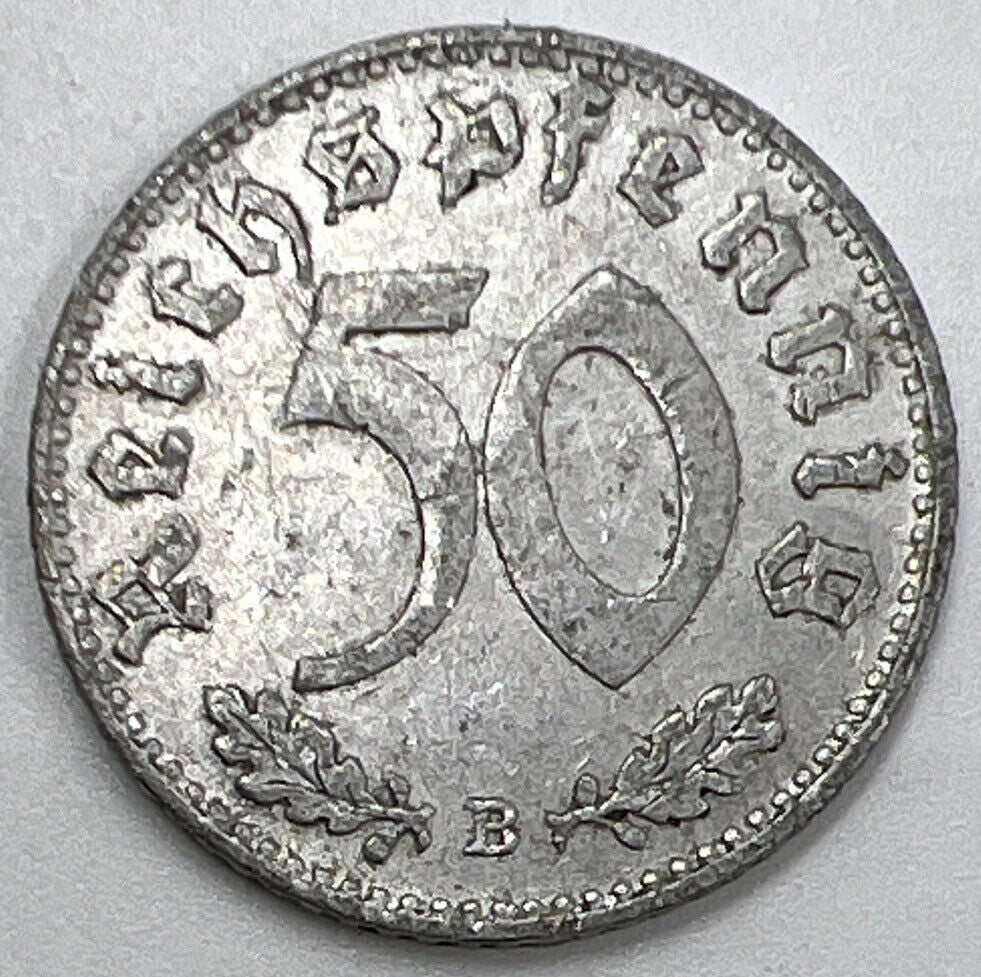 1942 - B Germany Nazi 50 Pfennig Coin | Collectable Grade