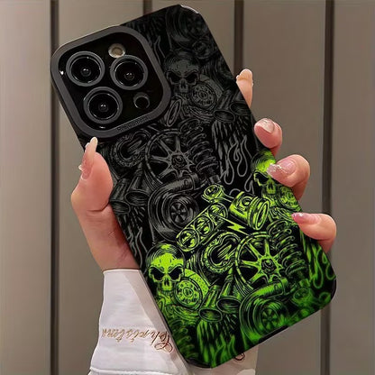 iPhone 16 Pro Max TPU Green Skull Effect Slim Case Protector Premium UK Stock