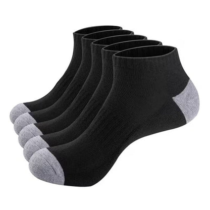 5 Pack Mens Trainer Black Grey Ankle Socks Invisible Cotton Low Cut Sports Socks