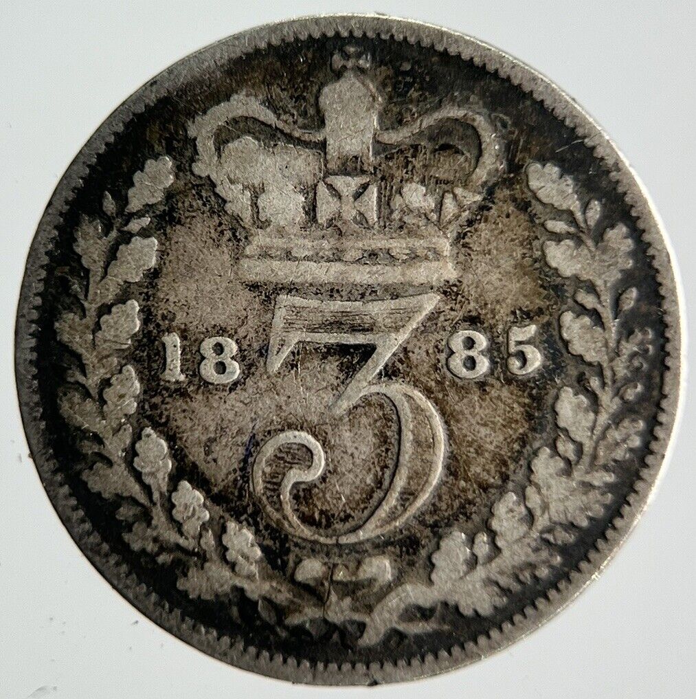 1885 Young Head Victoria Threepence Silver Coin | Collectable Grade | a4053