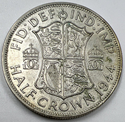 1944 George VI Half-Crown | British Silver Coin | Very Fine Grade | a1062