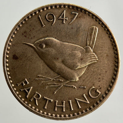 1947 George VI Wren Farthing Coin | Very High Grade