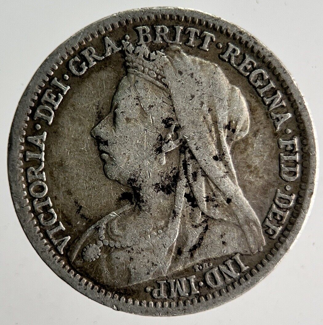 1897 Veiled Head Victoria Threepence Silver Coin | Collectable Grade | a4014