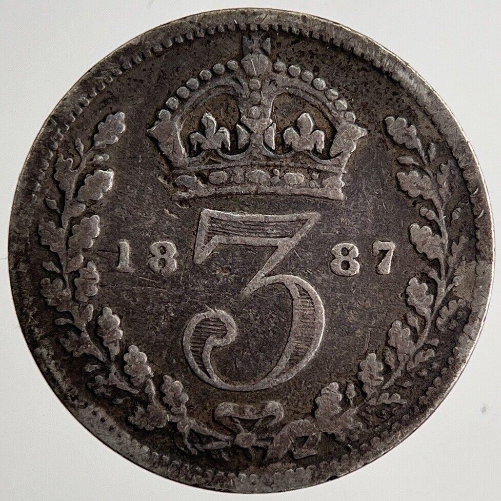 1887 Victoria Threepence Silver Coin | Fine Collectable Grade | a8504