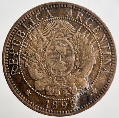 1893 Argentinian Dos Two Centavos Coin | Fine Collectable Grade | a2518