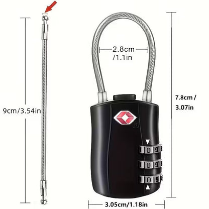 2 x TSA 3 Digit Black Metal Security Lock Luggage Case Padlock Backpack UK Stock