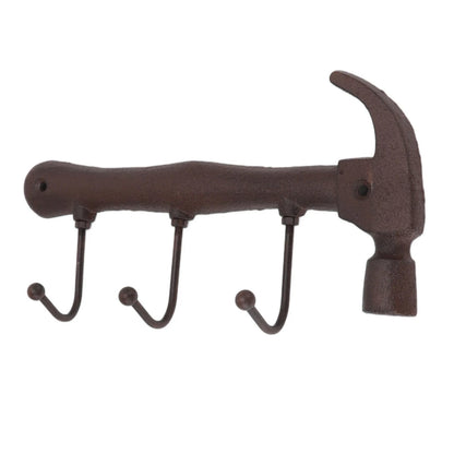 Cast Iron Heavy Hammer Coat Rack Wall Hooks Key Towel Hanger Rustic Garden Shed