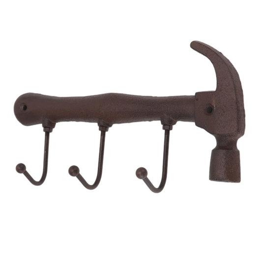 Cast Iron Heavy Hammer Coat Rack Wall Hooks Key Towel Hanger Rustic Garden Shed
