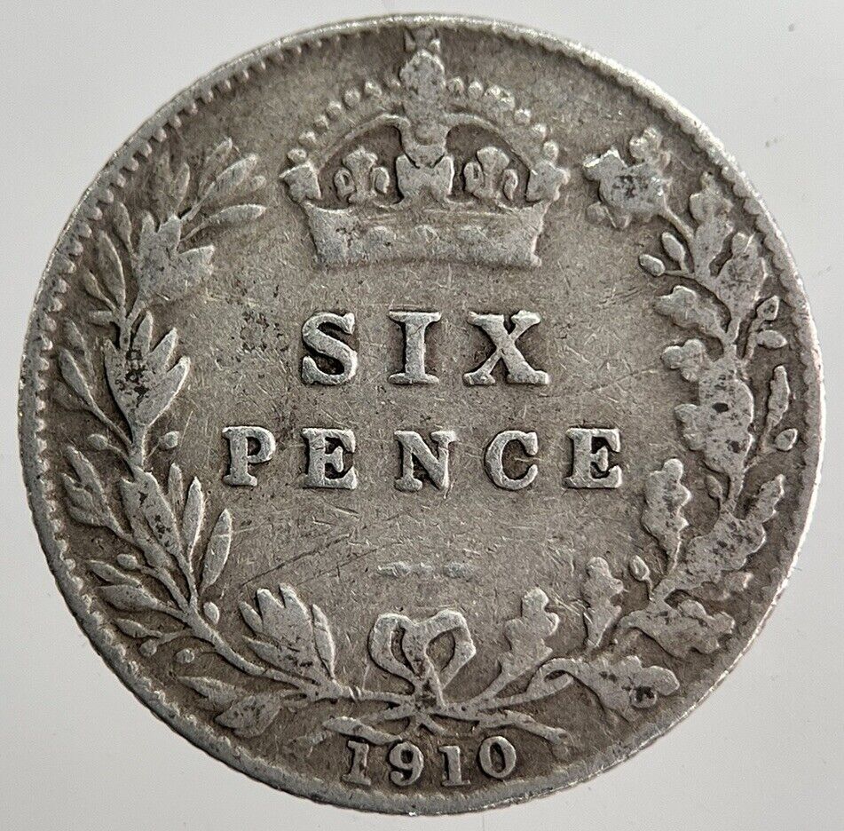 1910 Edward VII Sixpence Silver Coin | Fine Collectable Grade | a8643