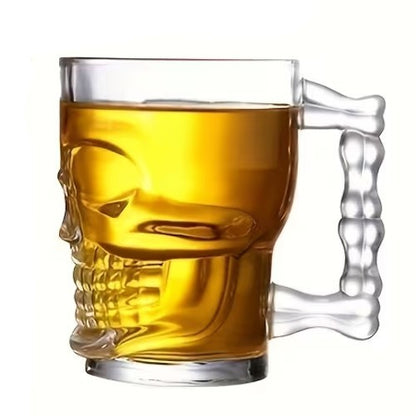 Smaller Kids Size Half Pint Skull Shaped 300ml Glass Drinking Beer Mug Gift UK