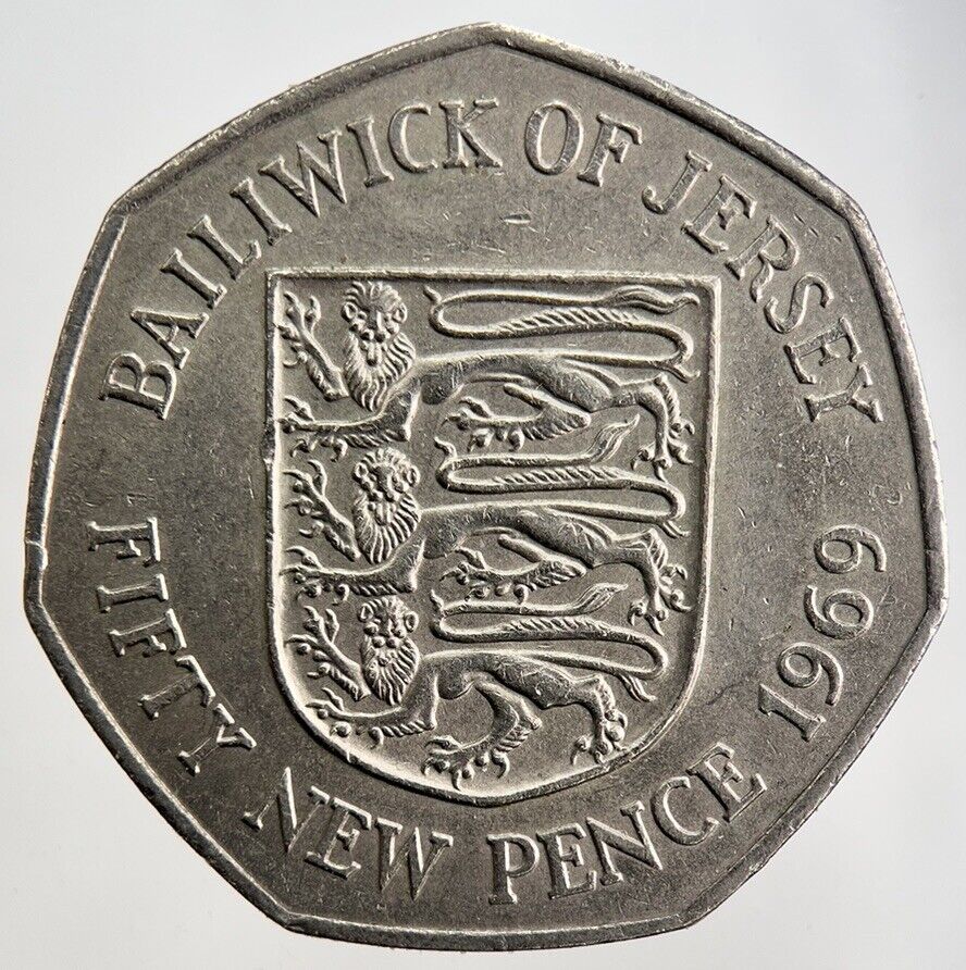 1969 Bailiwick Of Jersey 50p 50 Pence Coin | Fine Collectable Grade | a2446