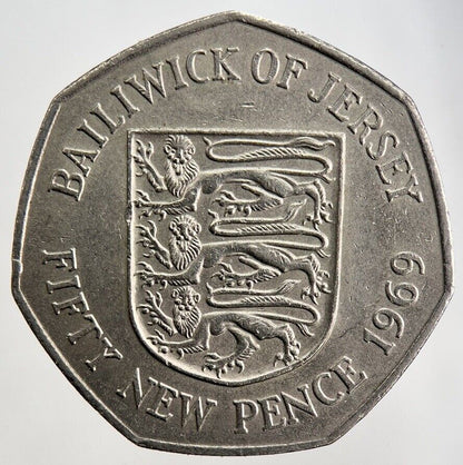 1969 Bailiwick Of Jersey 50p 50 Pence Coin | Fine Collectable Grade | a2446