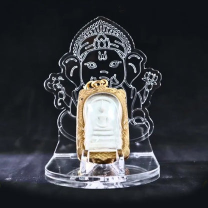 Hindu Ganesha Elephant Buddha 1oz Silver Gold Coin Amulet Medal Display Stand