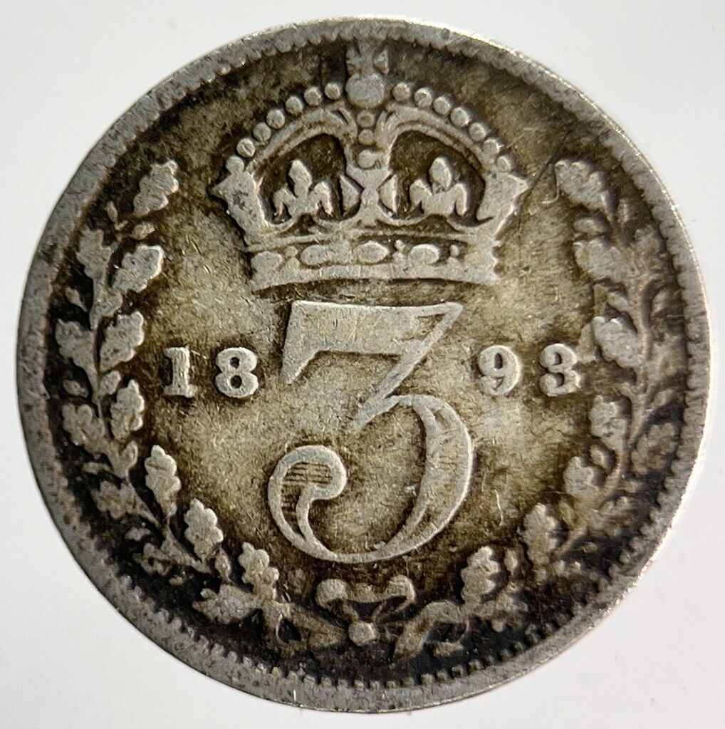 1893 Veiled Head Victoria Threepence Silver Coin | Collectable Grade | a4003