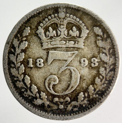 1893 Veiled Head Victoria Threepence Silver Coin | Collectable Grade | a4003
