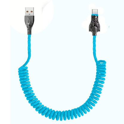 Blue Glowing Dragon USB A To Type C Cable 100W Fast Charger Data Transfer 1M