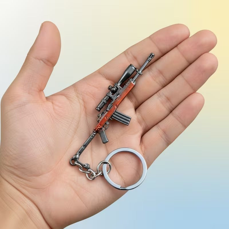 Mini Metal US Scoped Assault Rifle Gun Shaped Keyring Premium Keychain Gift UK