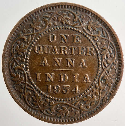 1934 India  1/4 Quarter Anna Coin | Fine Collectable Grade | a6382