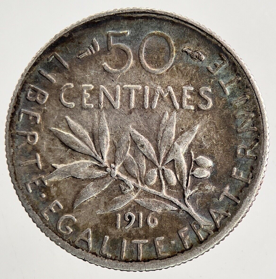 1916 France 50 Centimes Cents Silver Coin | Fine Collectable Grade | a9483