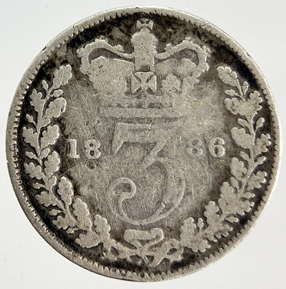1886 Victoria Threepence | British Silver Coin | Collectable Grade | a1850