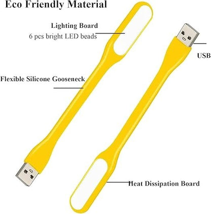 Yellow Travel USB LED Bending Torch Flash - Light Night Reading Light UK Stock