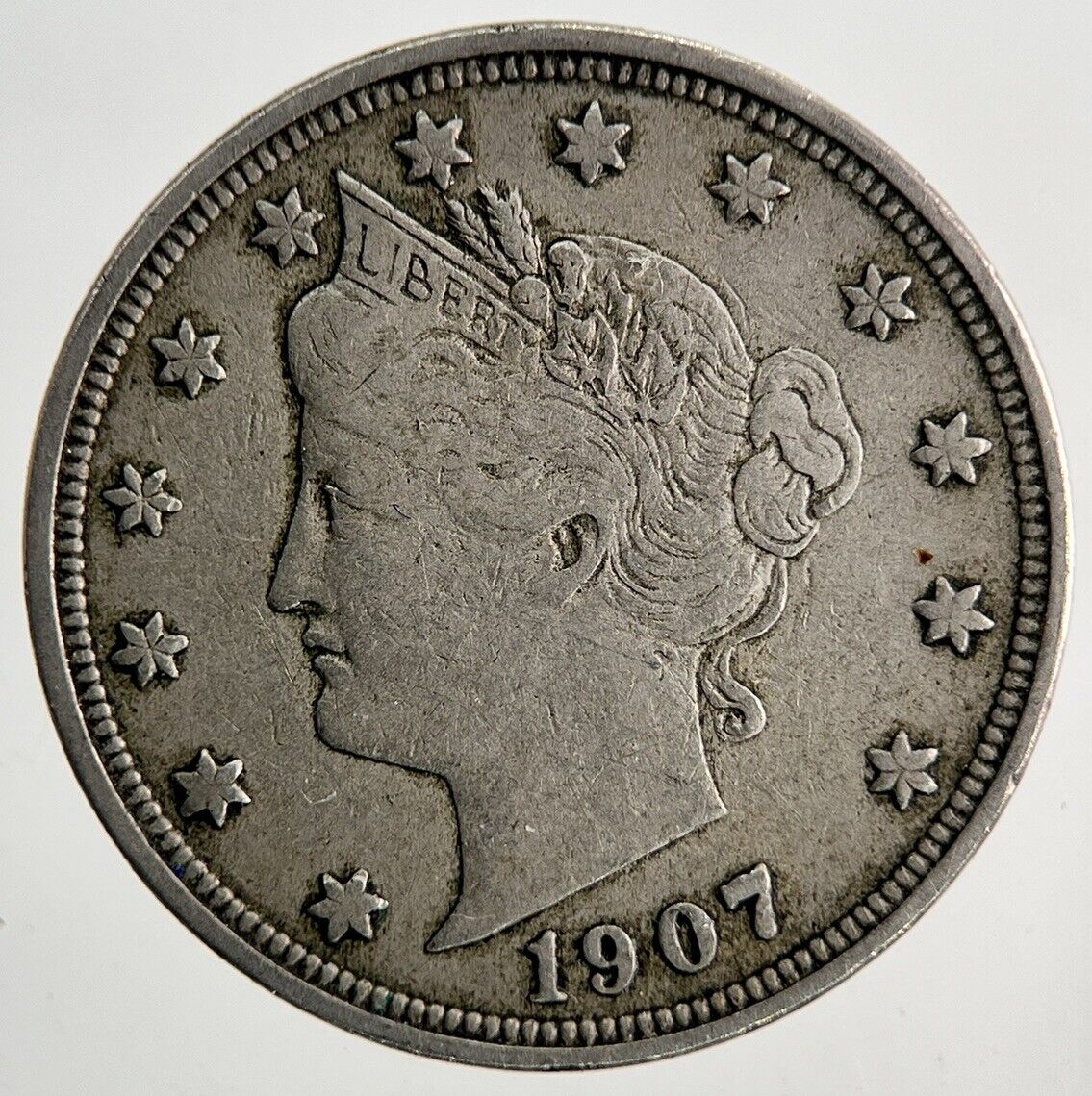 1907 US USA Barber 5 V Cents Coin | Fine Collectable Grade | a9517